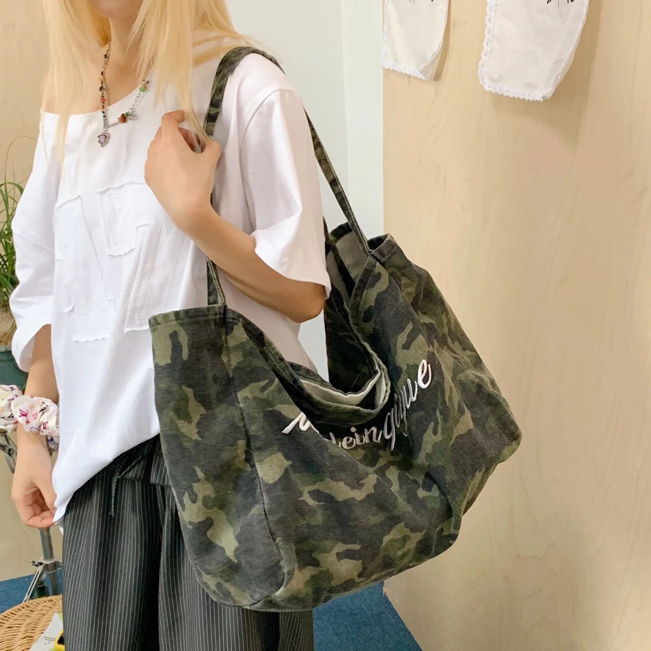 Eco - Friendly Canvas Shoulder Bag – Versatile Camouflage Tote - WIVAStore