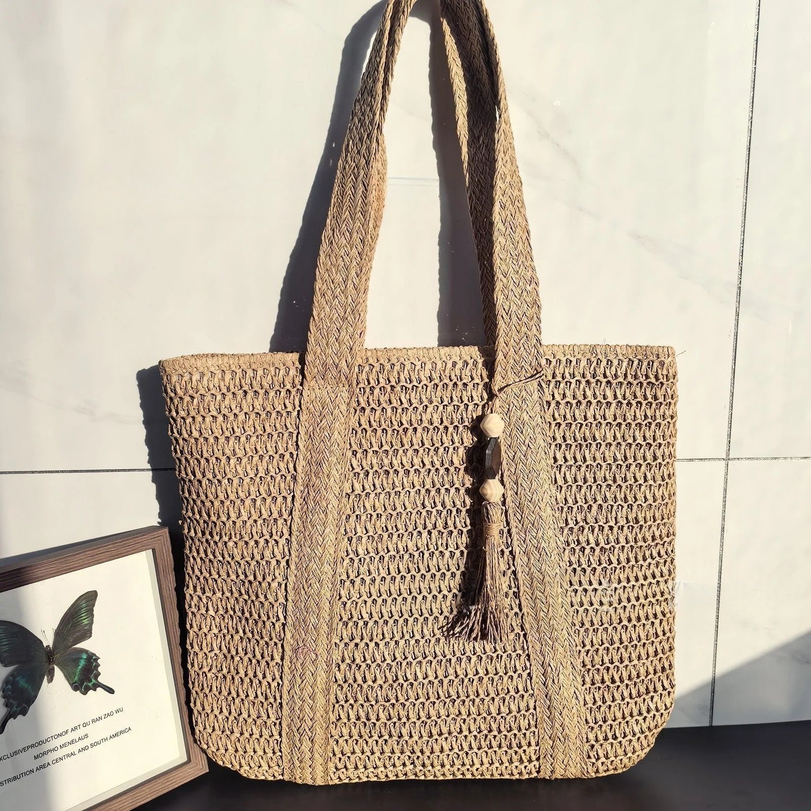 Elegant Straw Shoulder Bag – Women’s Premium Large Beach Tote, Commuter Woven Purse - WIVAStore