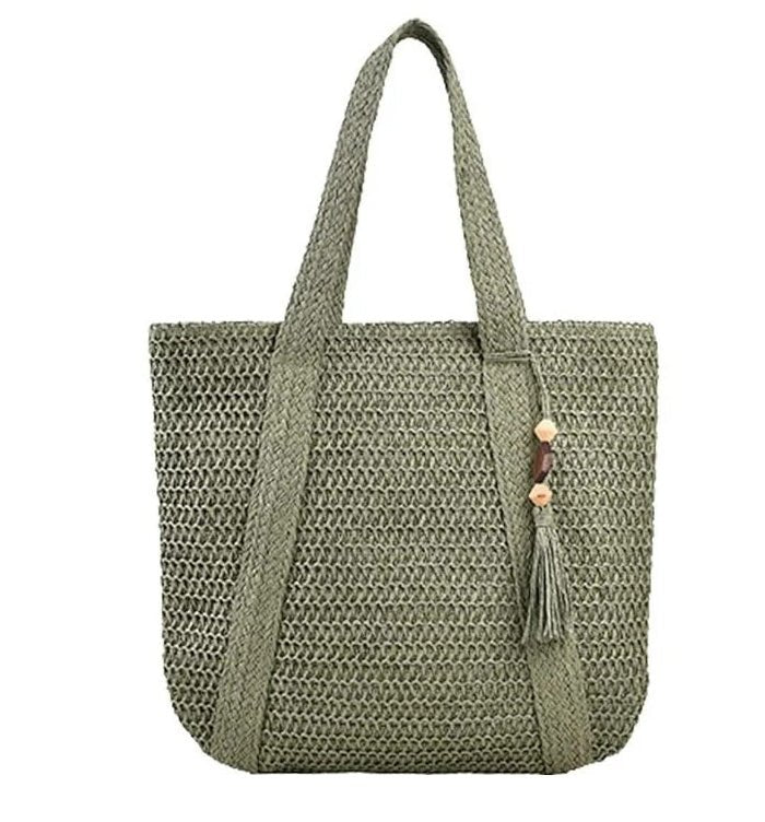 Elegant Straw Shoulder Bag – Women’s Premium Large Beach Tote, Commuter Woven Purse - WIVAStore