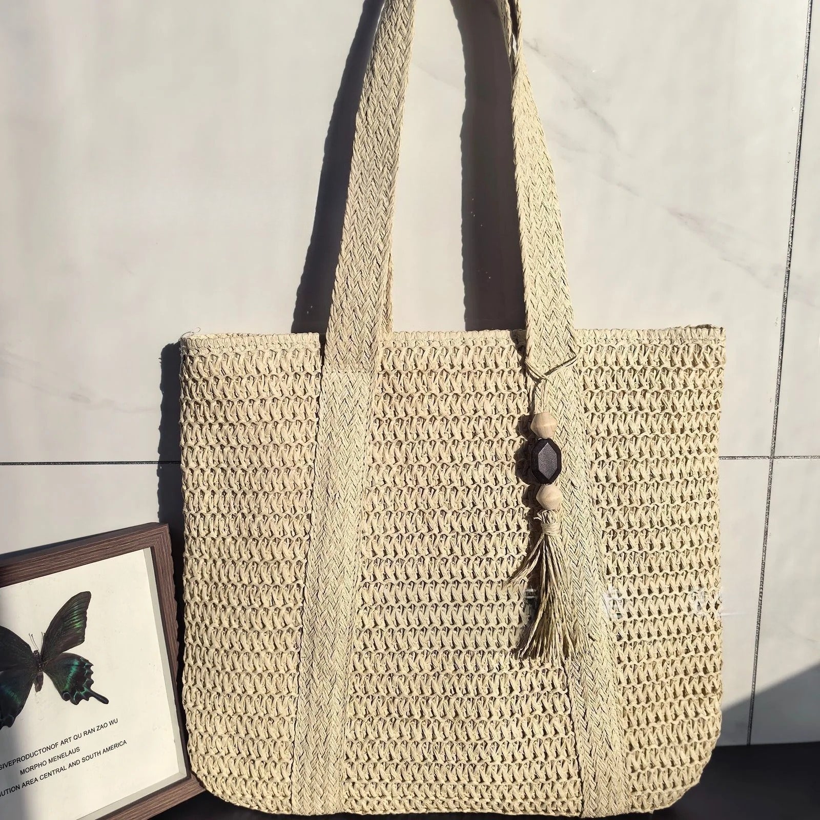 Elegant Straw Shoulder Bag – Women’s Premium Large Beach Tote, Commuter Woven Purse - WIVAStore