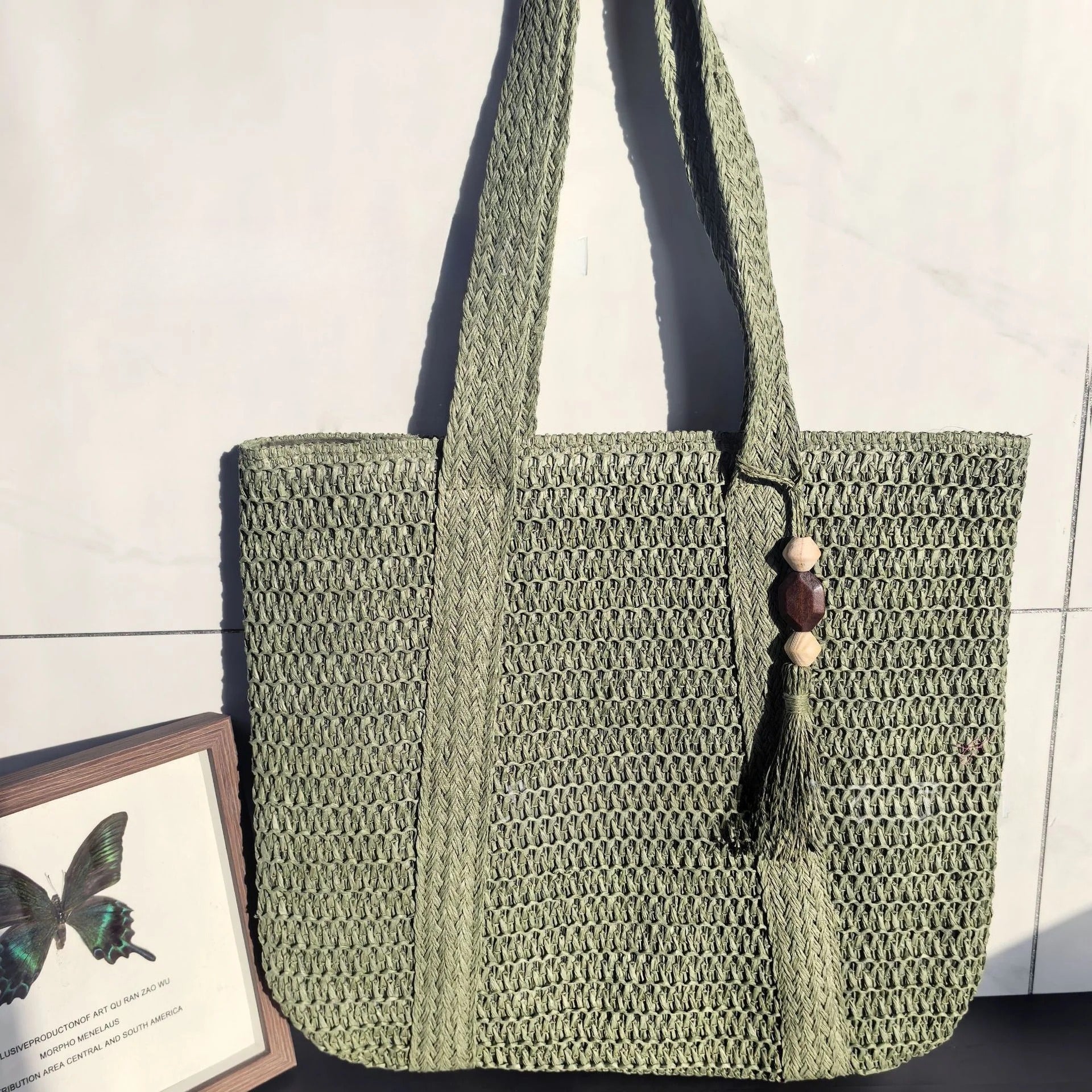 Elegant Straw Shoulder Bag – Women’s Premium Large Beach Tote, Commuter Woven Purse - WIVAStore