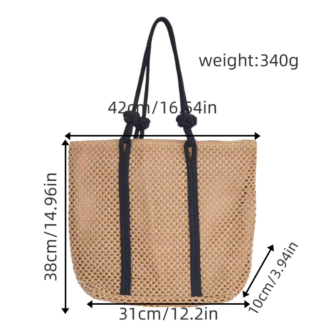Embroidered Cotton Rope Strap Straw Bag – Hollow - Out Woven Beach Tote, Vacation Shoulder Purse - WIVAStore