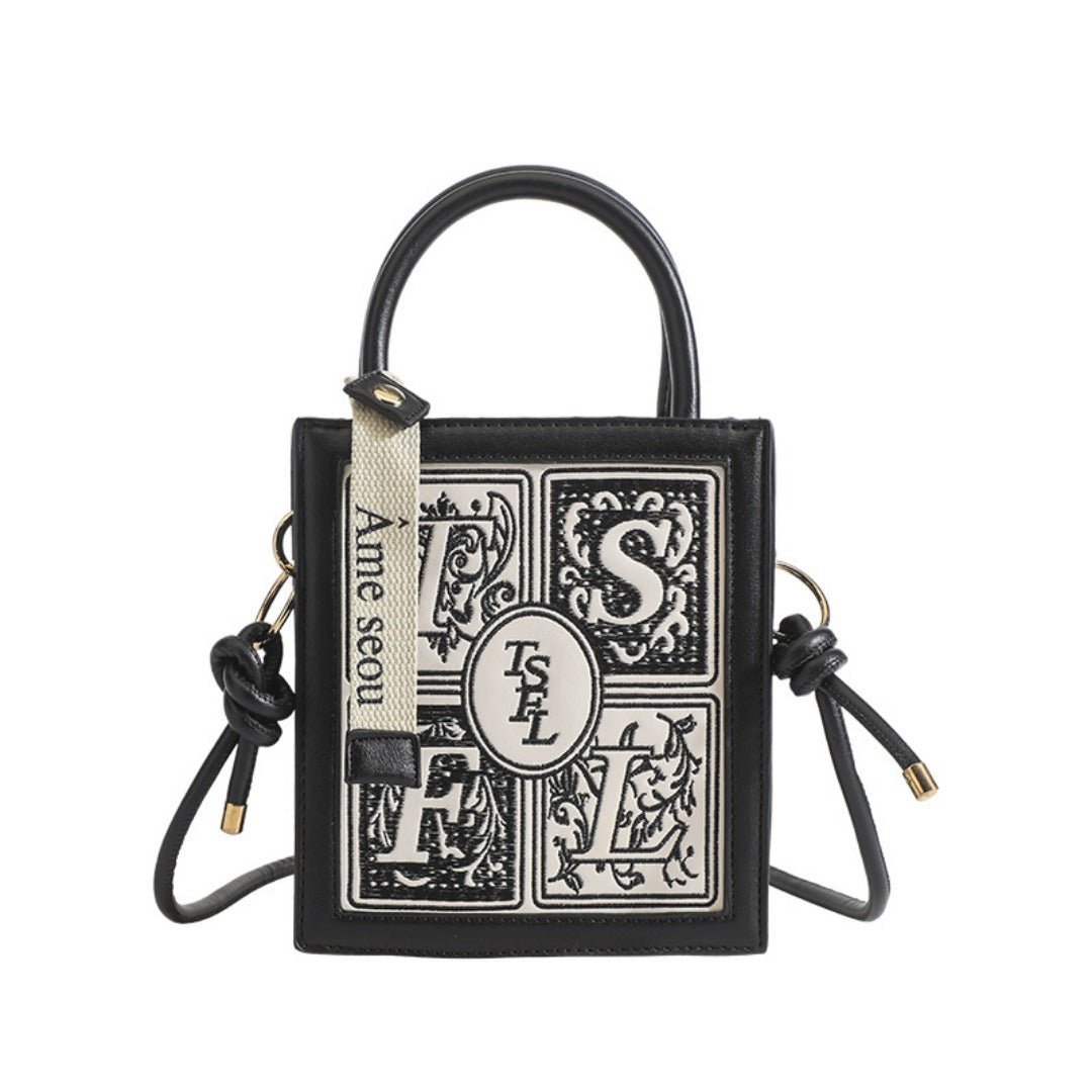 Embroidery small square bag crossbody, versatile casual shoulder bag, Crossbody tote bag small - WIVAStore
