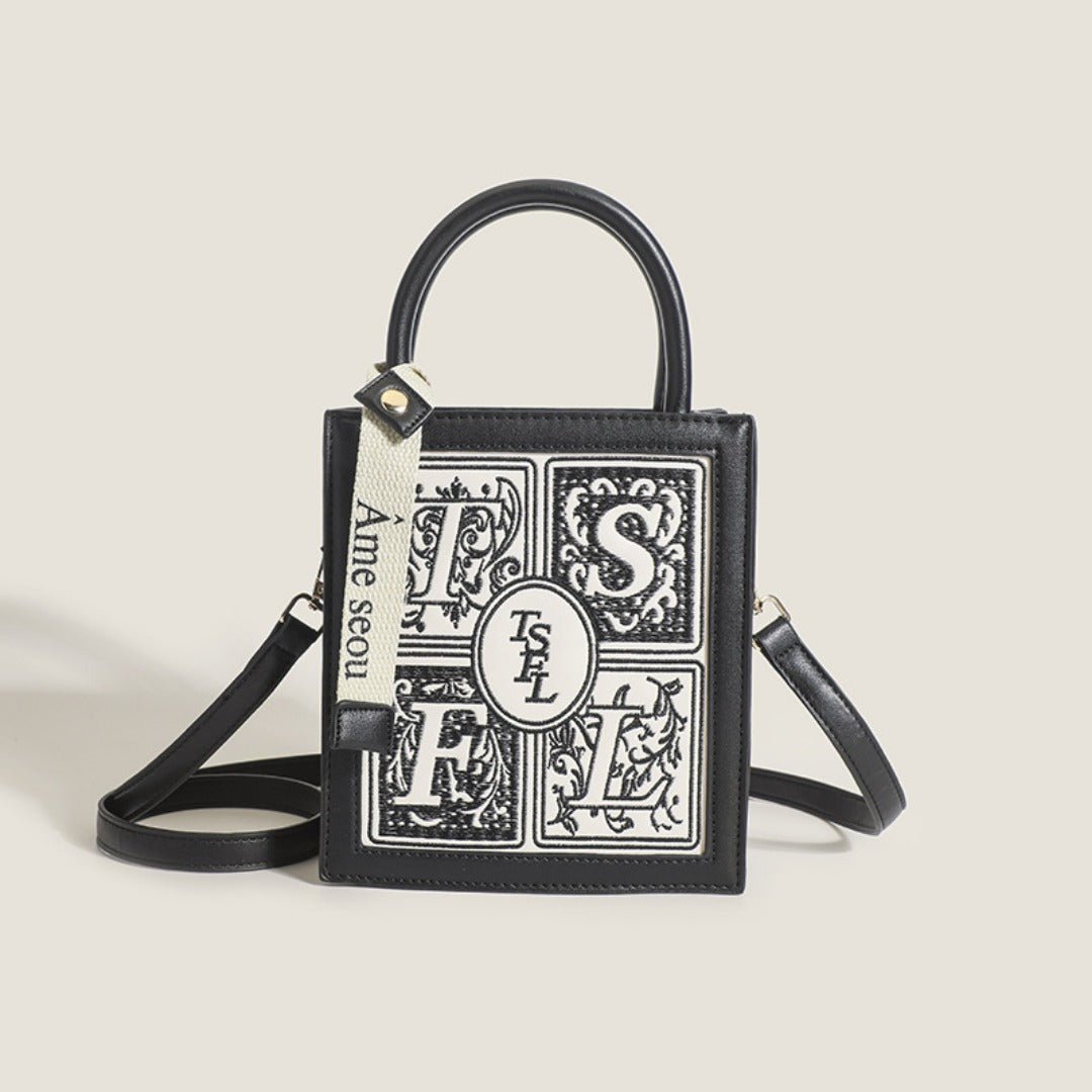 Embroidery small square bag crossbody, versatile casual shoulder bag, Crossbody tote bag small - WIVAStore