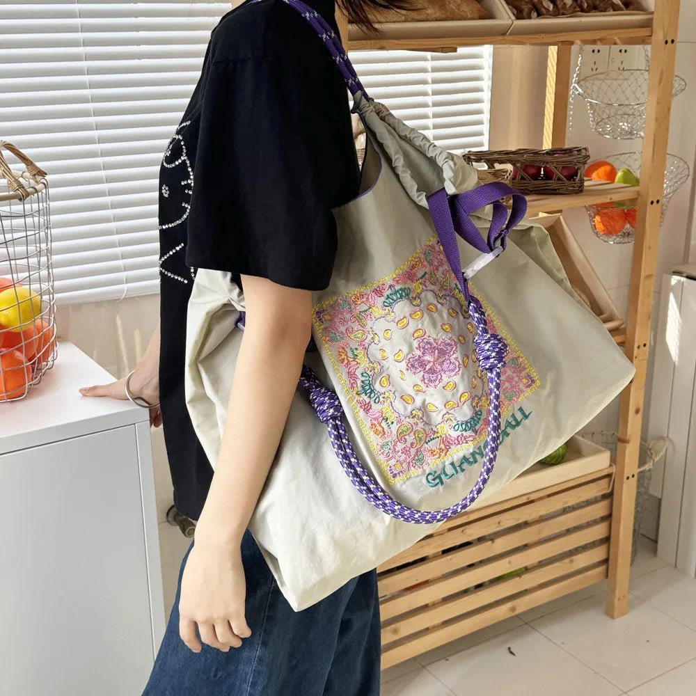 Exquisite Embroidered Waterproof Nylon Eco - friendly Shopping Bag - WIVAStore