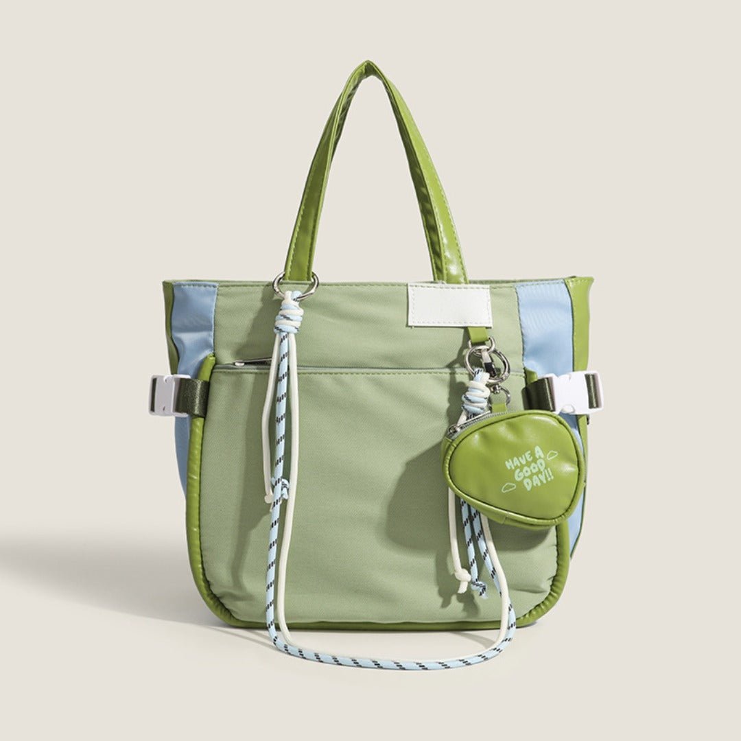 Fashion avocado green portable tote bag, fashionable large - capacity shopping bag, shoulder bag with change bag. - WIVAStore