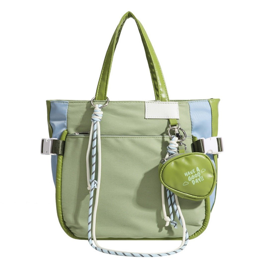 Fashion avocado green portable tote bag, fashionable large - capacity shopping bag, shoulder bag with change bag. - WIVAStore