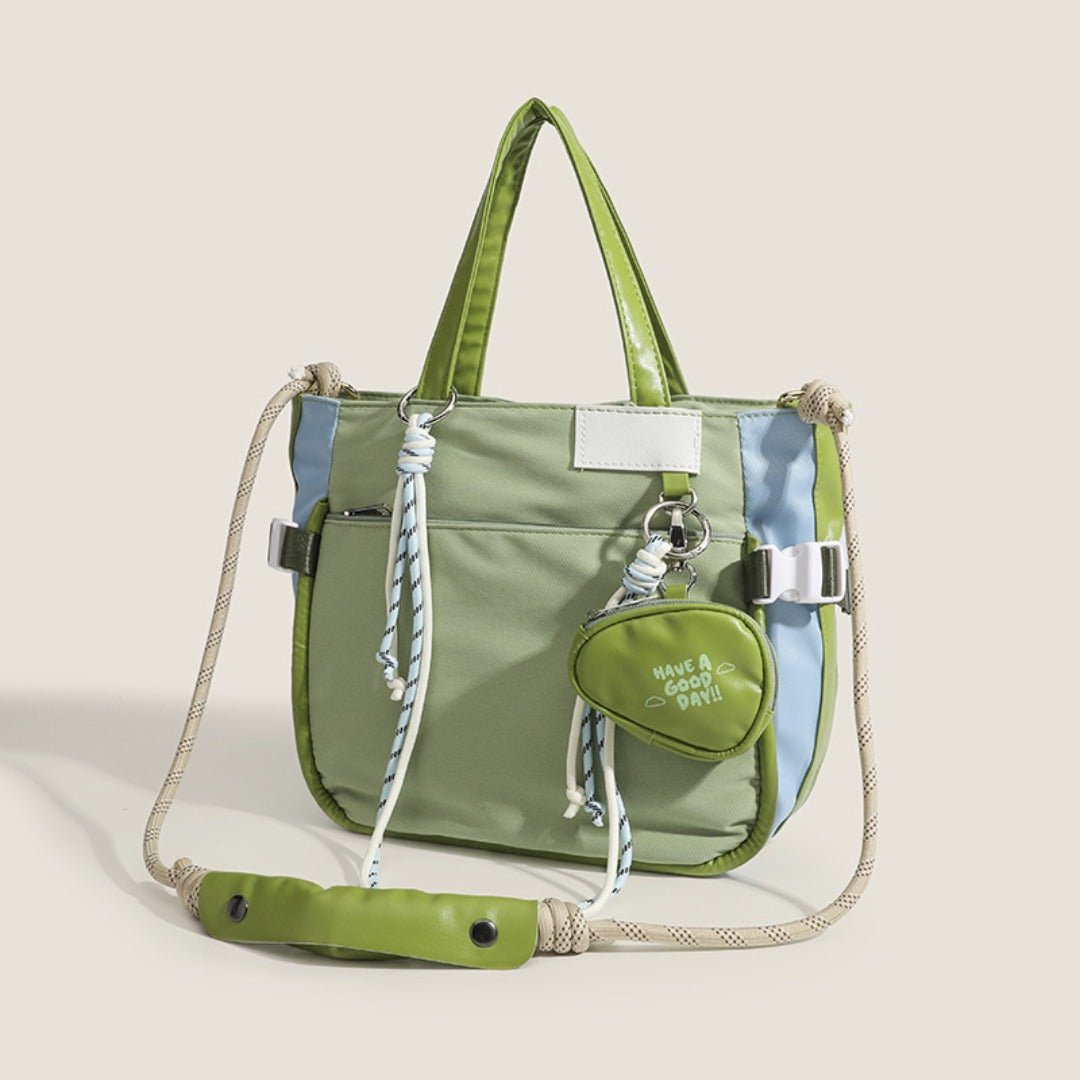 Fashion avocado green portable tote bag, fashionable large - capacity shopping bag, shoulder bag with change bag. - WIVAStore