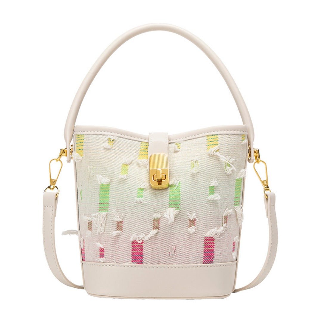 Fashion casual bucket bag, simple handbag, small tote bag, versatile commuter shoulder Crossbody bag - WIVAStore