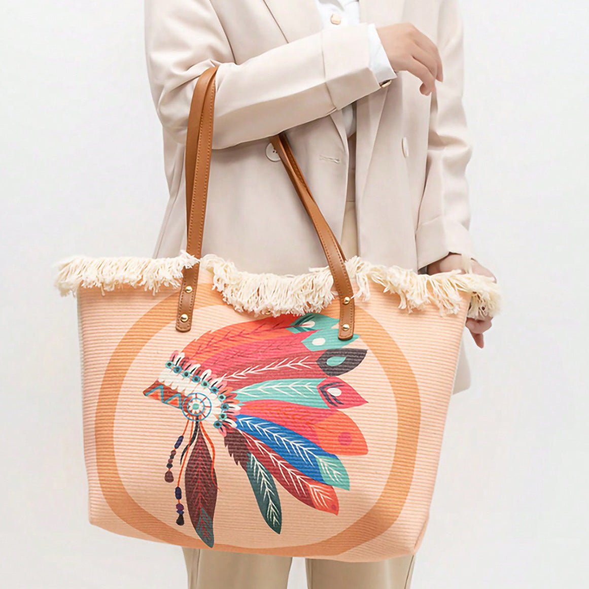 Fashion Large Tote Bag – High - Aesthetic Printed Handbag, Ethnic Style Travel Shoulder Shopper - WIVAStore