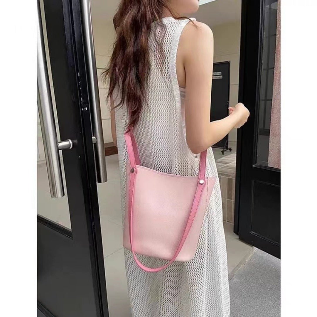 Fashion shoulder bucket bag, women pink small tote bag, women shoulder hobo tote purse - WIVAStore