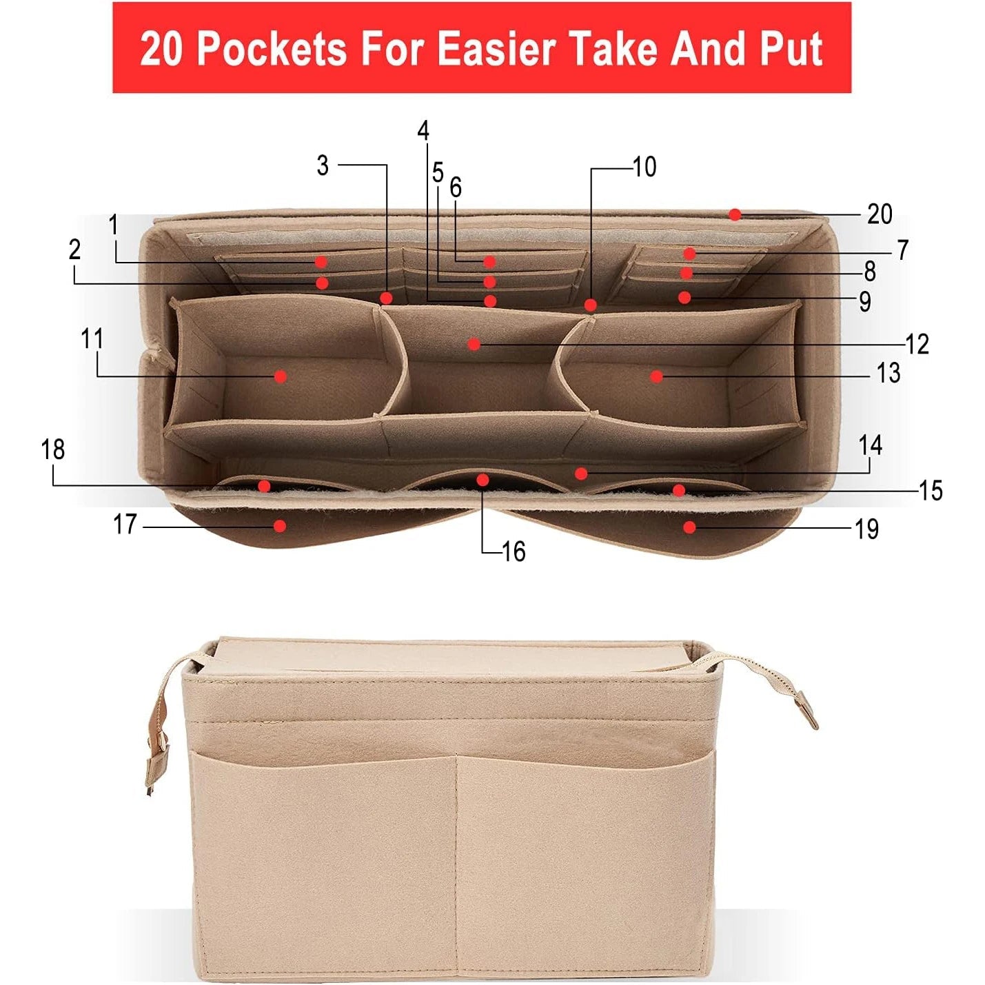 Felt Purse Organizer Insert Onthego MM Handbag Tote Bag - WIVAStore