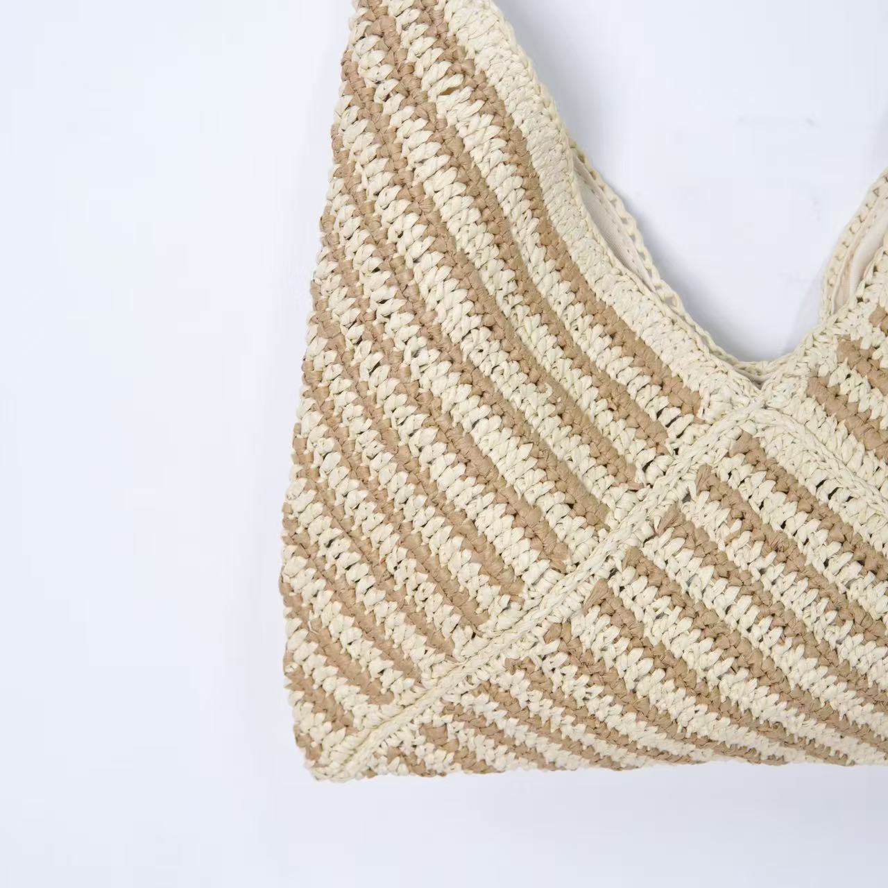 Fringe Cotton Rope Woven Bag – New Hollow - Out Straw Beach Tote, Ethnic Style Versatile Purse - WIVAStore