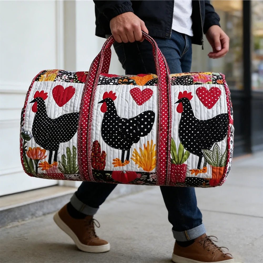 GF Funny Art Chicken Print Quilted Duffle Bag - WIVAStore