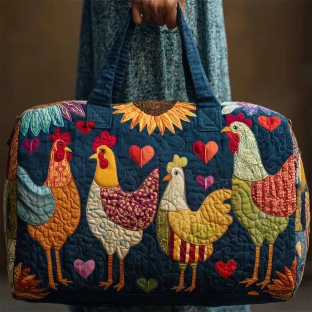 GF Funny Art Chicken Print Quilted Duffle Bag - WIVAStore