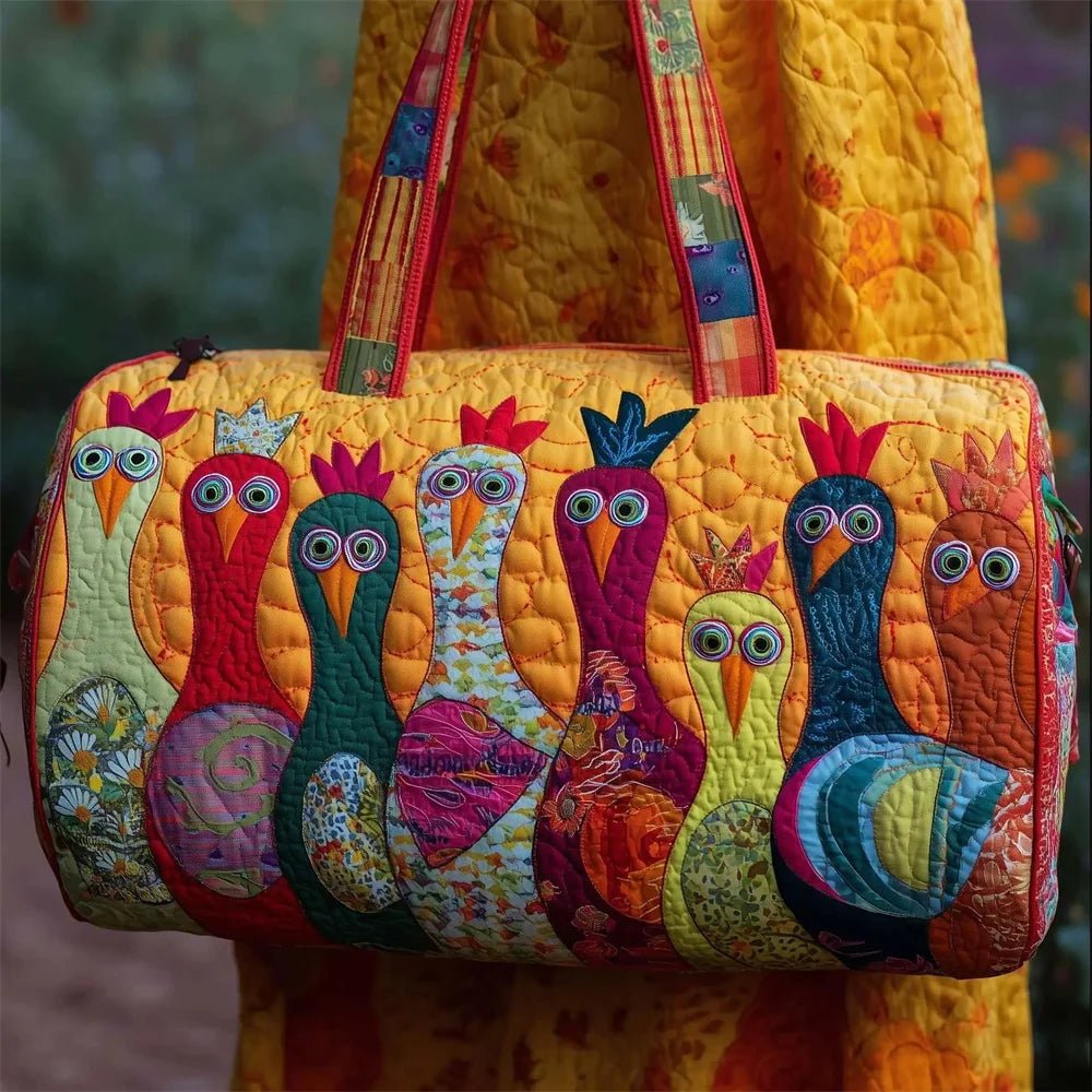 GF Funny Art Chicken Print Quilted Duffle Bag - WIVAStore