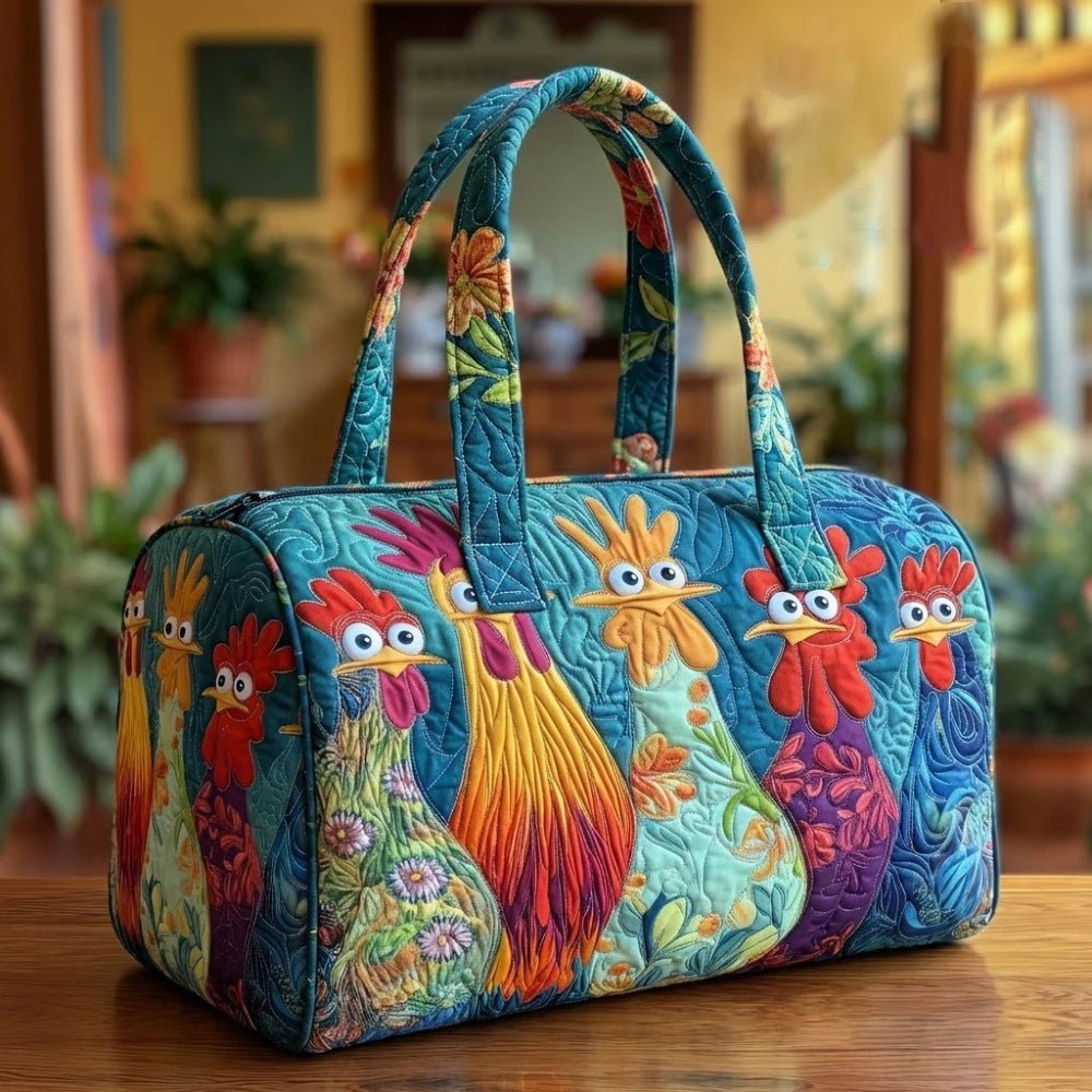GF Funny Art Chicken Print Quilted Duffle Bag - WIVAStore