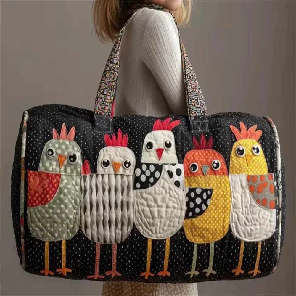 GF Funny Art Chicken Print Quilted Duffle Bag - WIVAStore