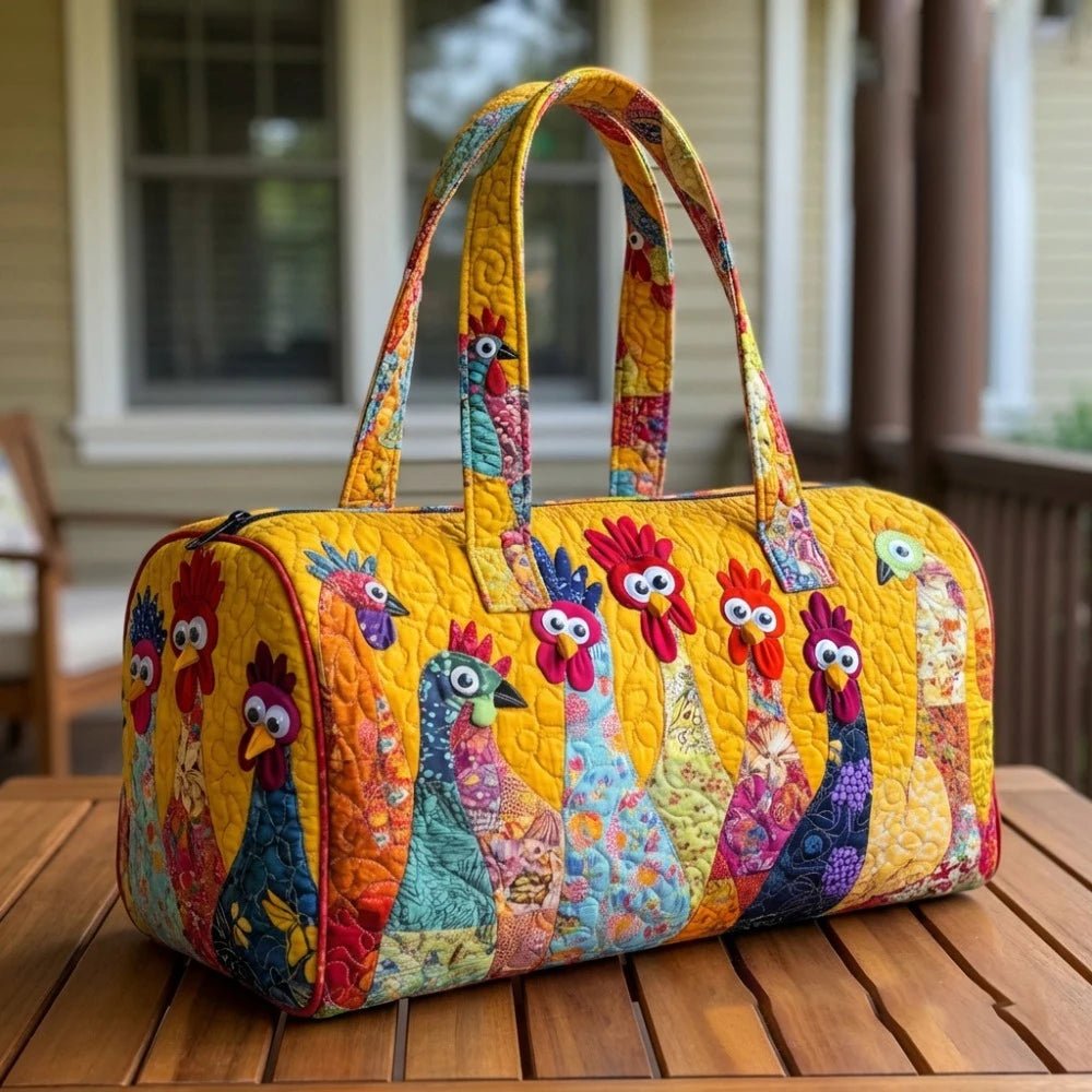 GF Funny Art Chicken Print Quilted Duffle Bag - WIVAStore