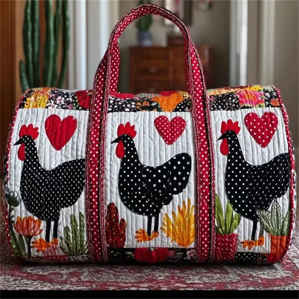 GF Funny Art Chicken Print Quilted Duffle Bag - WIVAStore
