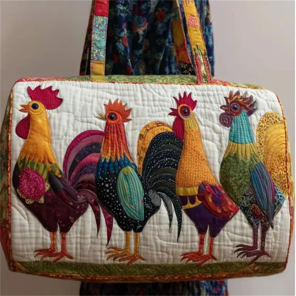 GF Funny Art Chicken Print Quilted Duffle Bag - WIVAStore