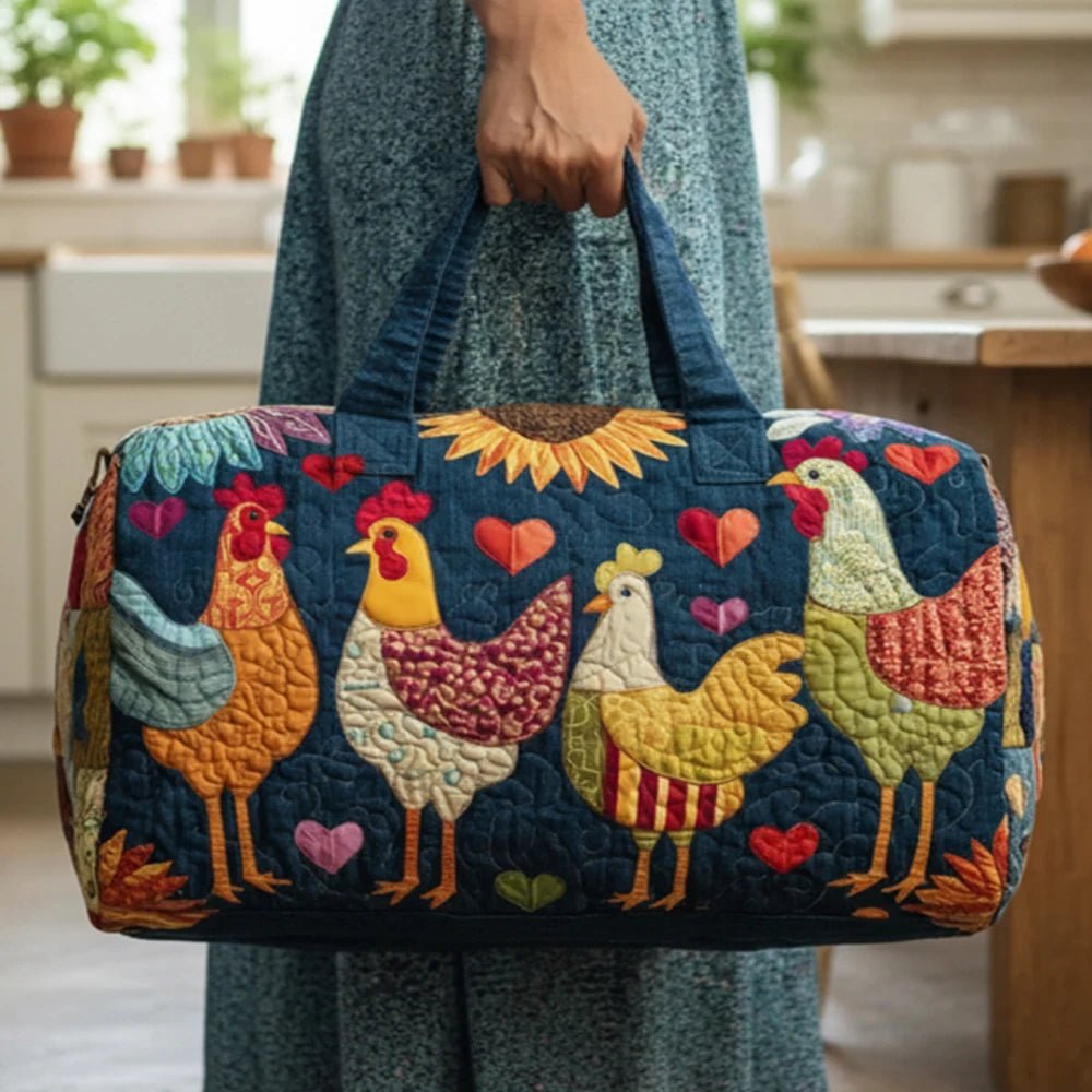 GF Funny Art Chicken Print Quilted Duffle Bag - WIVAStore