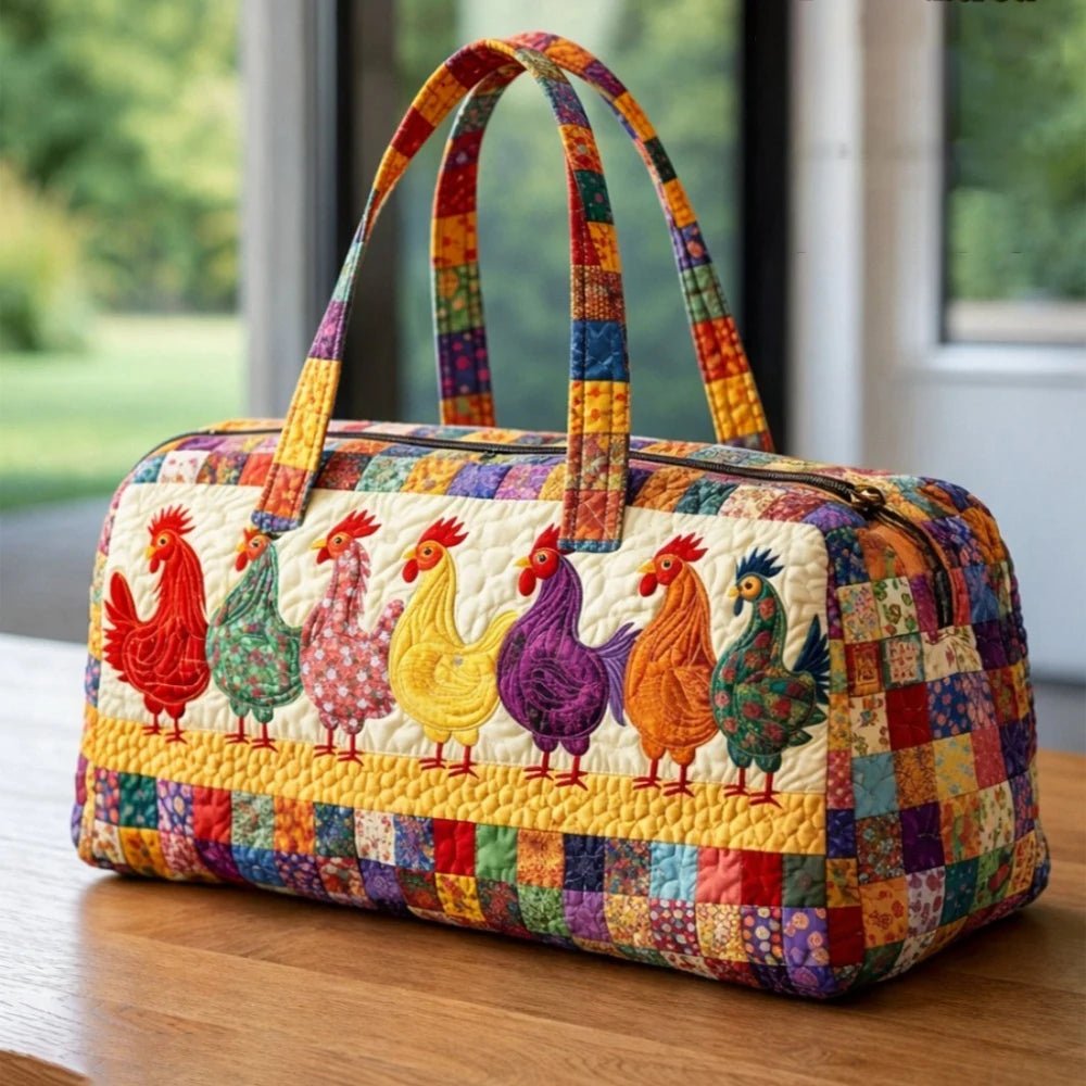 GF Funny Art Chicken Print Quilted Duffle Bag - WIVAStore