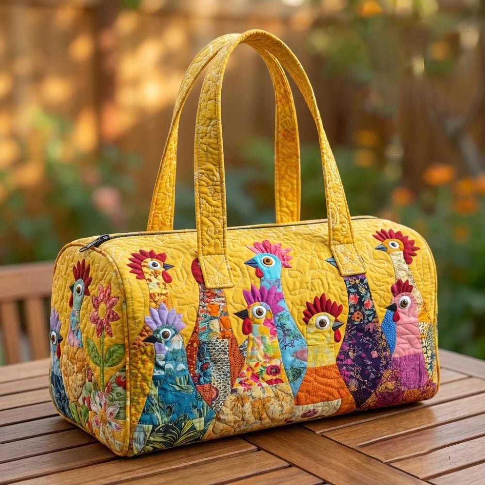 GF Funny Art Chicken Print Quilted Duffle Bag - WIVAStore