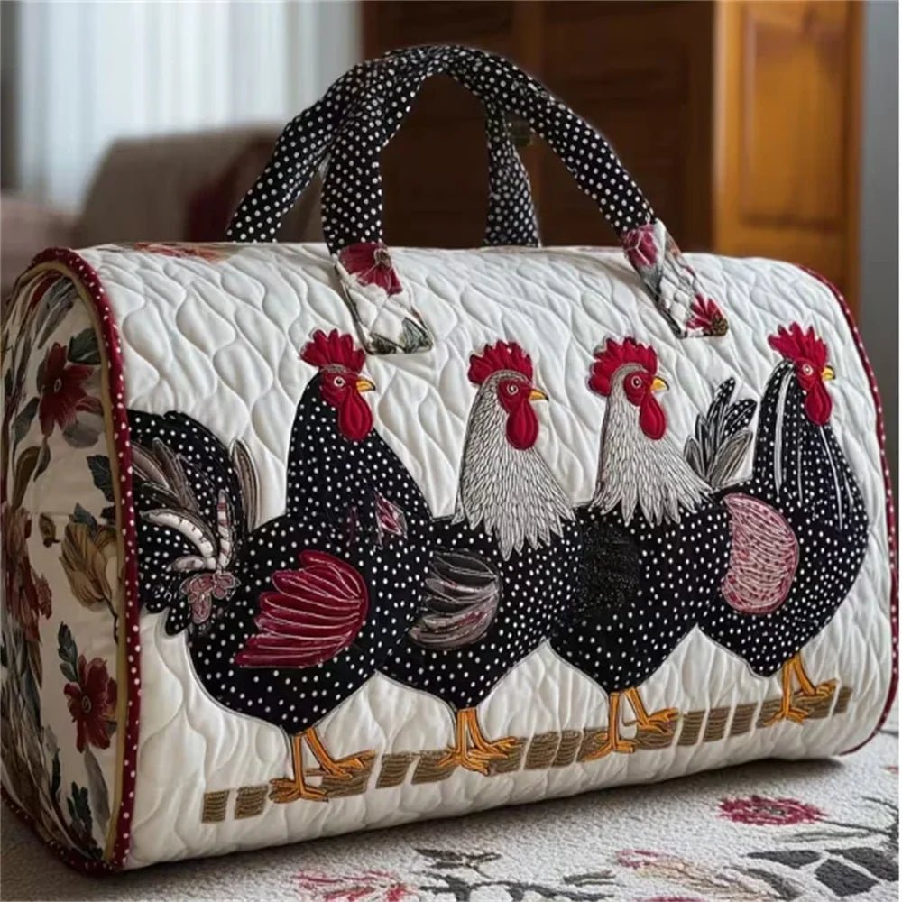 GF Funny Art Chicken Print Quilted Duffle Bag - WIVAStore