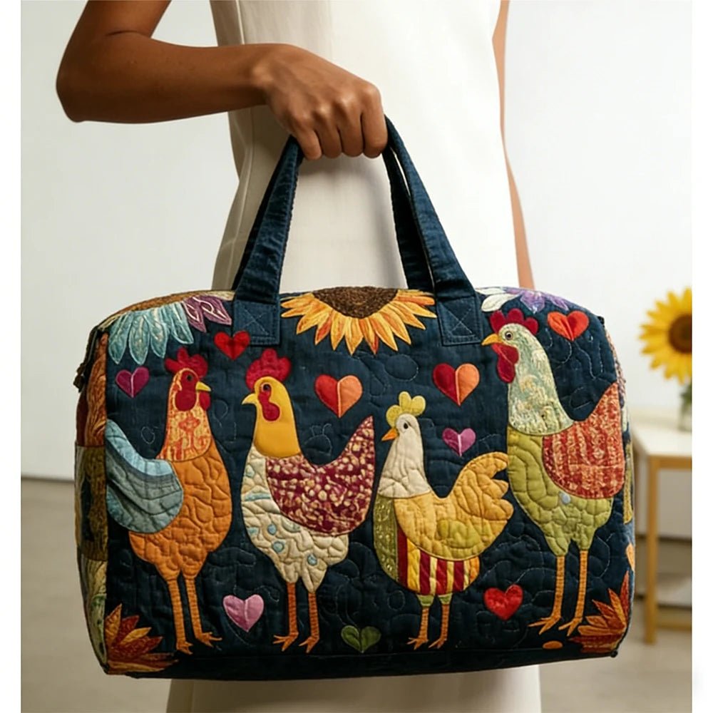 GF Funny Art Chicken Print Quilted Duffle Bag - WIVAStore