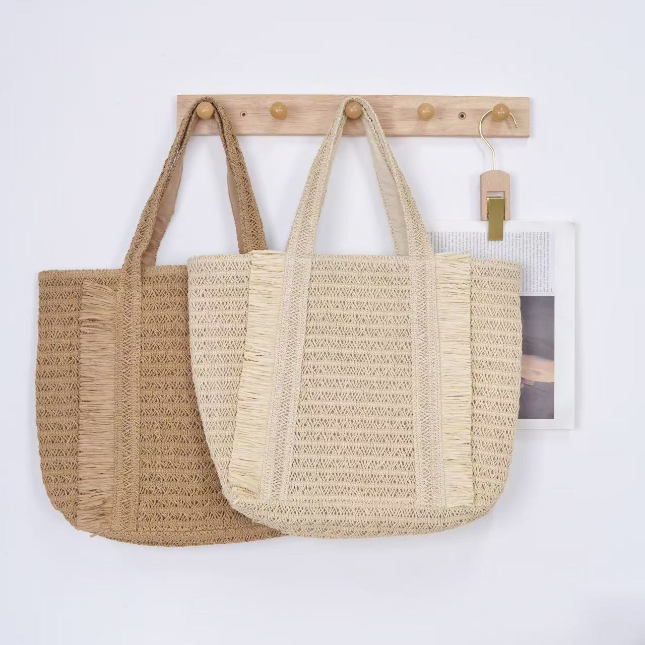 Handwoven Straw Beach Tote – Women’s Vacation Shoulder Bag, Large Capacity Woven Purse - WIVAStore
