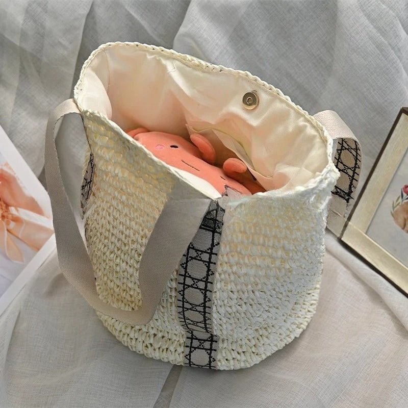 Handwoven Straw Tote – Elegant Women’s Casual Woven Bag, Commuter Travel Shoulder Purse - WIVAStore