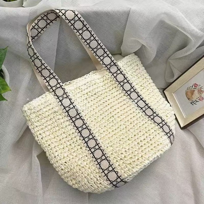 Handwoven Straw Tote – Elegant Women’s Casual Woven Bag, Commuter Travel Shoulder Purse - WIVAStore