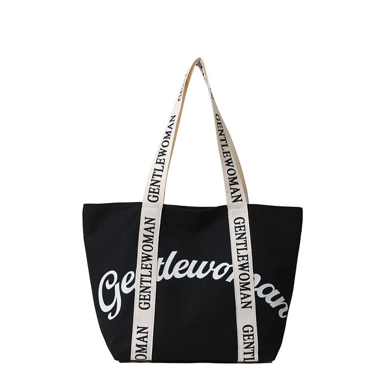 Large Canvas Tote – Women’s Casual Letter Print Shoulder Bag, Everyday Versatile Shopper - WIVAStore