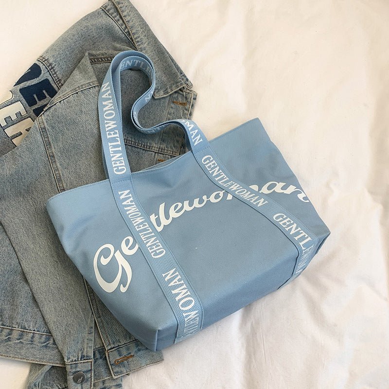 Large Canvas Tote – Women’s Casual Letter Print Shoulder Bag, Everyday Versatile Shopper - WIVAStore