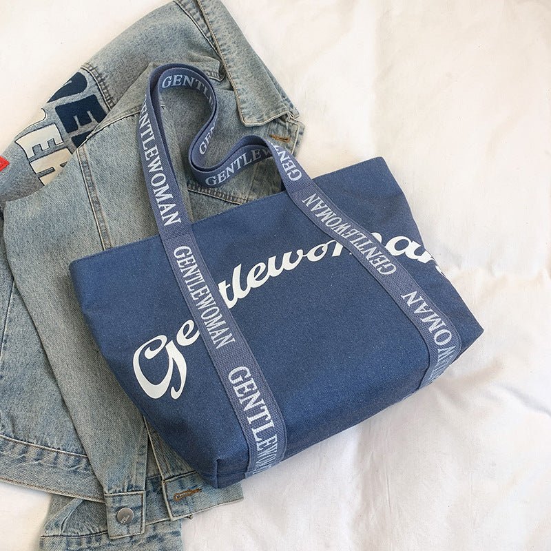 Large Canvas Tote – Women’s Casual Letter Print Shoulder Bag, Everyday Versatile Shopper - WIVAStore