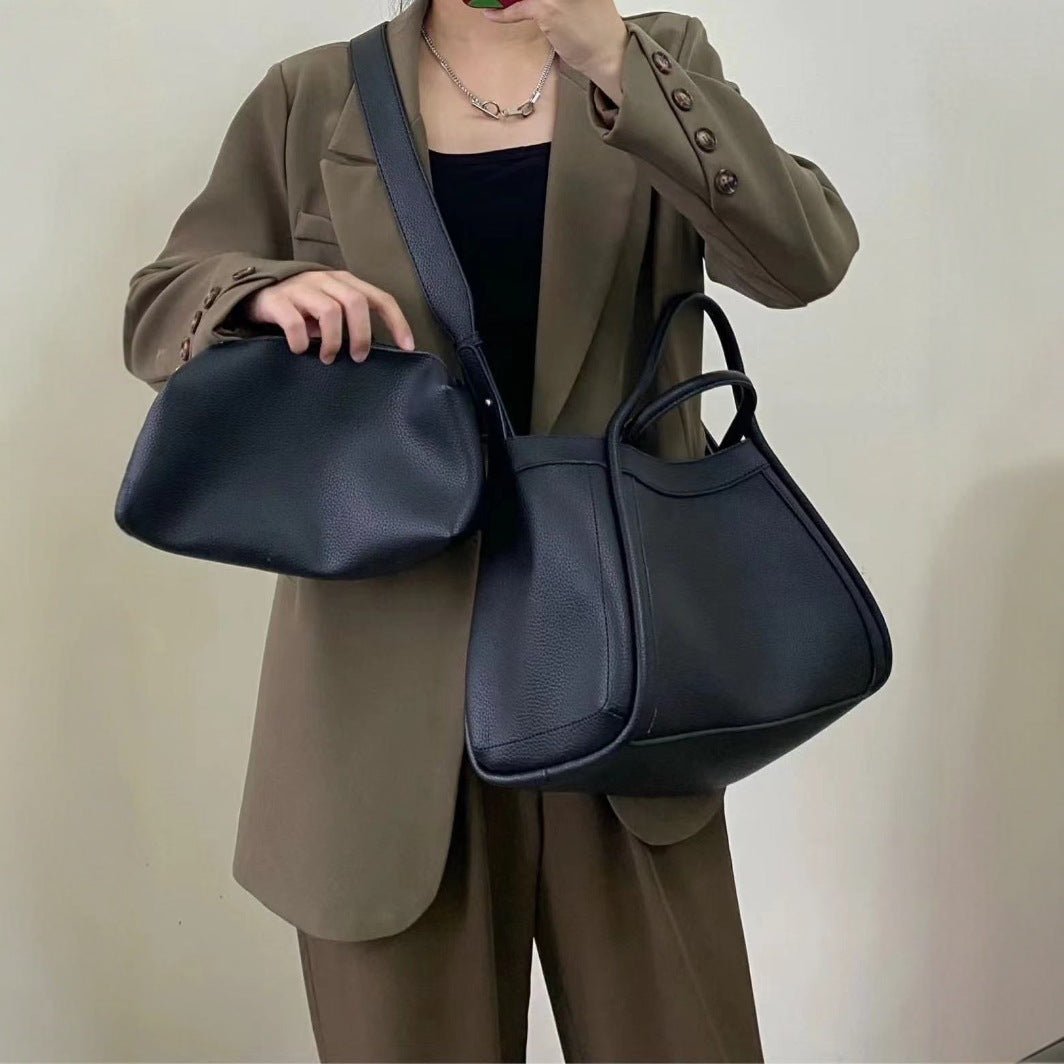 Large capacity top handle bag, casual minimalist popular versatile tote purse, retro commuter tote bag, shoulder bag with crossbody strap - WIVAStore