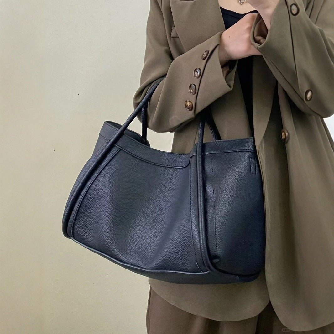 Large capacity top handle bag, casual minimalist popular versatile tote purse, retro commuter tote bag, shoulder bag with crossbody strap - WIVAStore