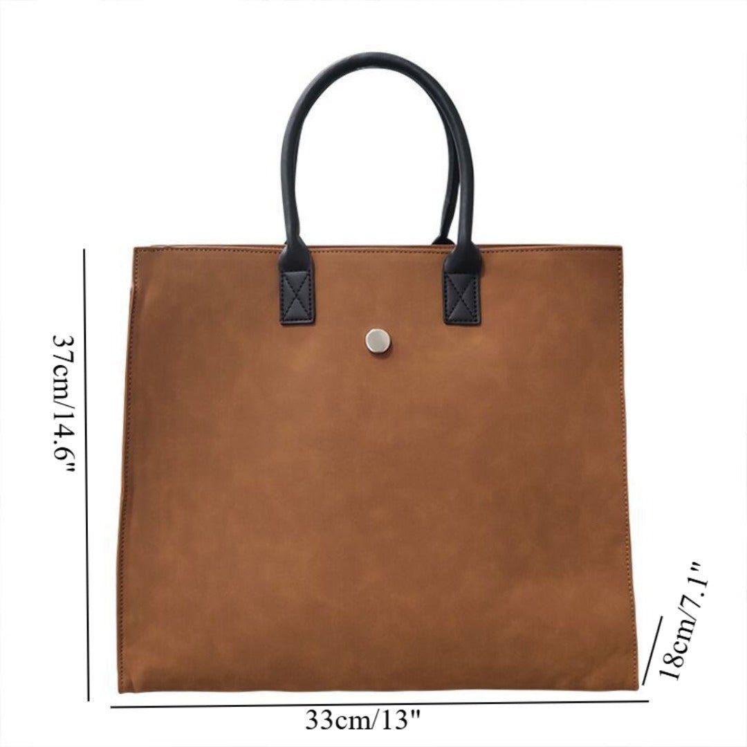 Large tote bag, matte suede tote bag, top handle bag, commuter shoulder bag - WIVAStore