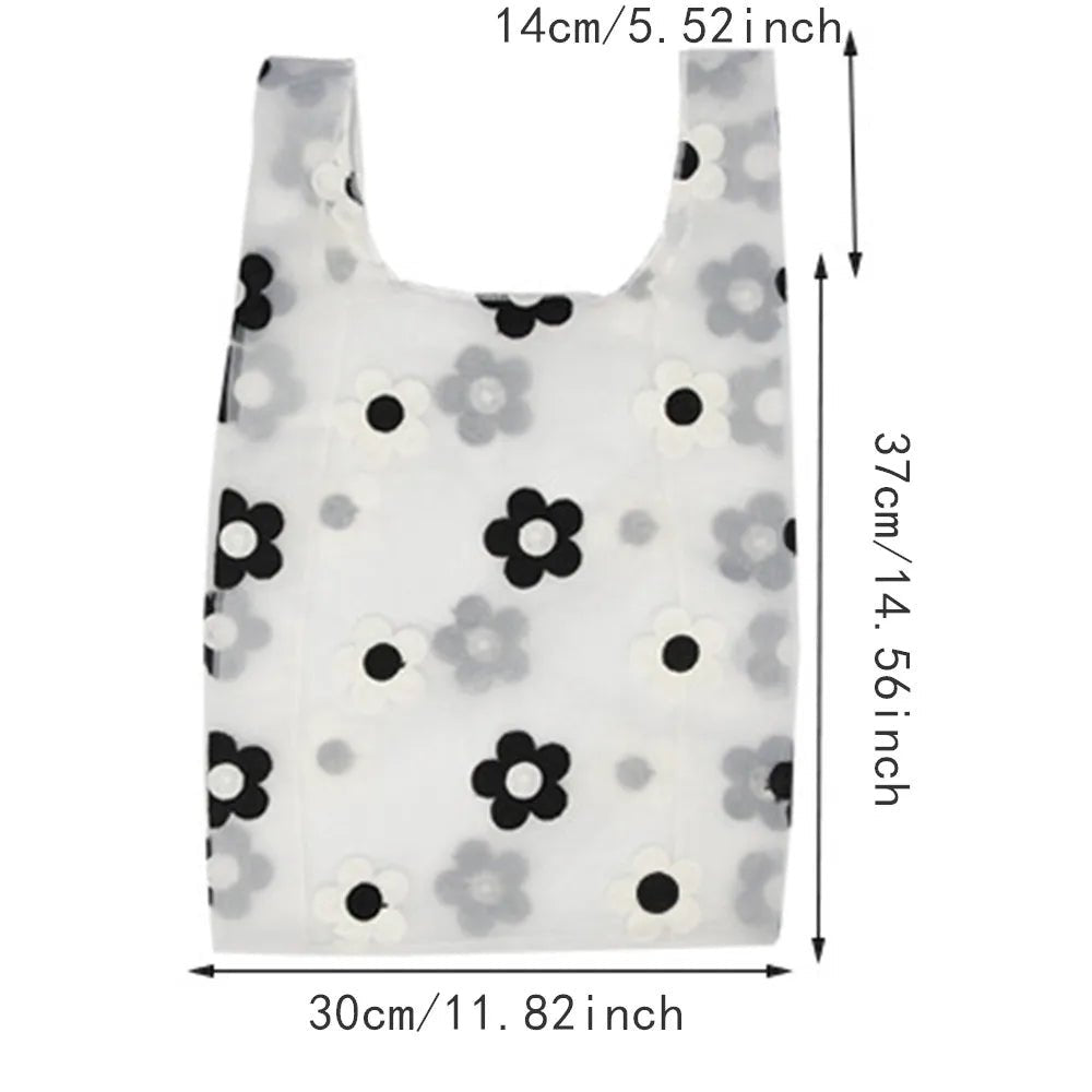 Lightweight Organza Tote Bag with Embroidered Floral Design - WIVAStore