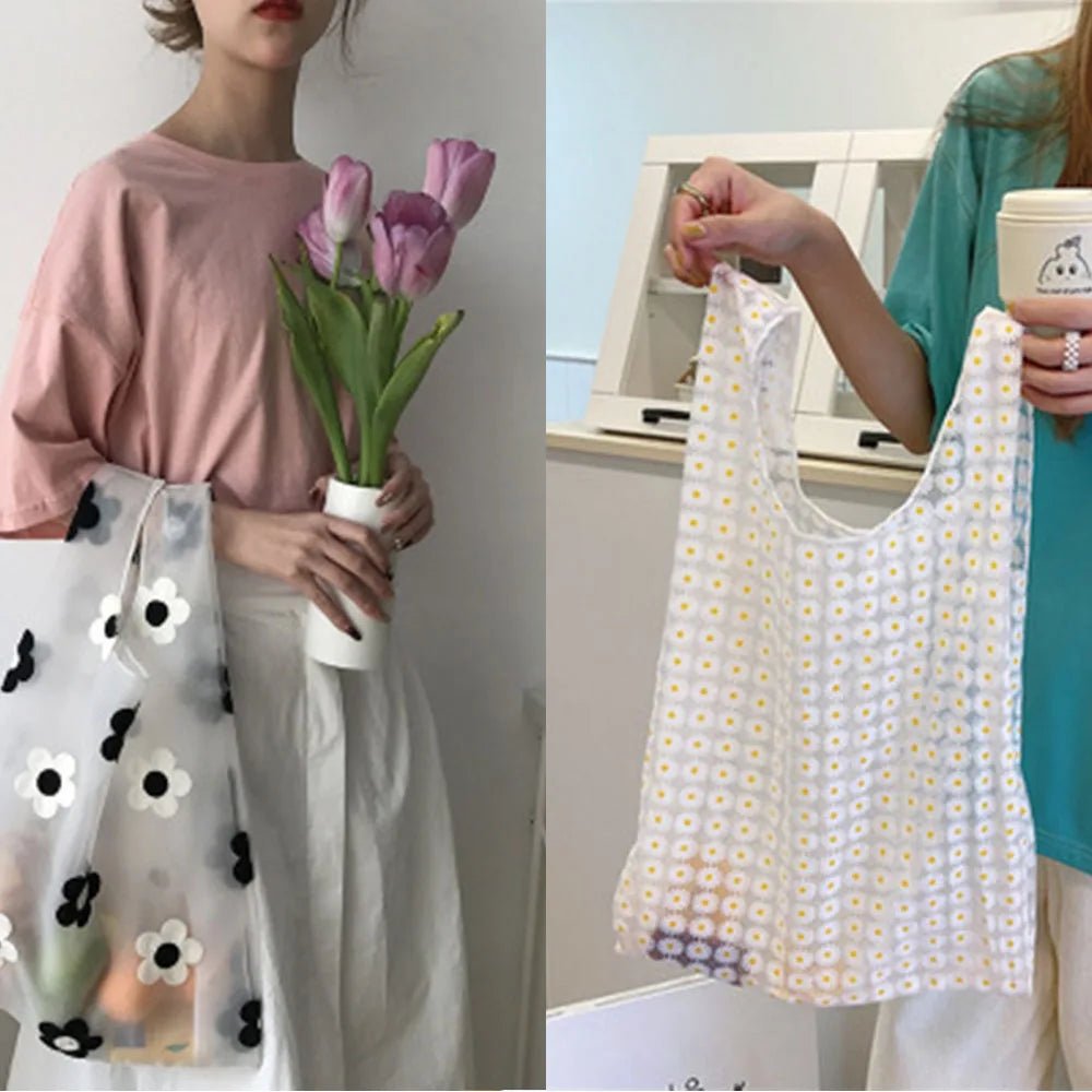 Lightweight Organza Tote Bag with Embroidered Floral Design - WIVAStore