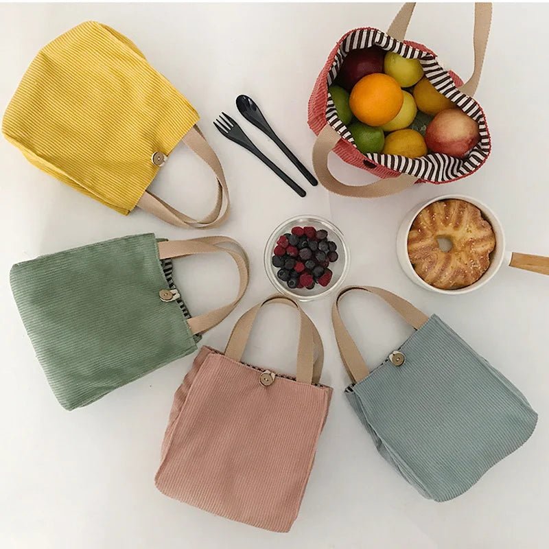 Lunch Bag Corduroy Canvas Lunch Box - WIVAStore