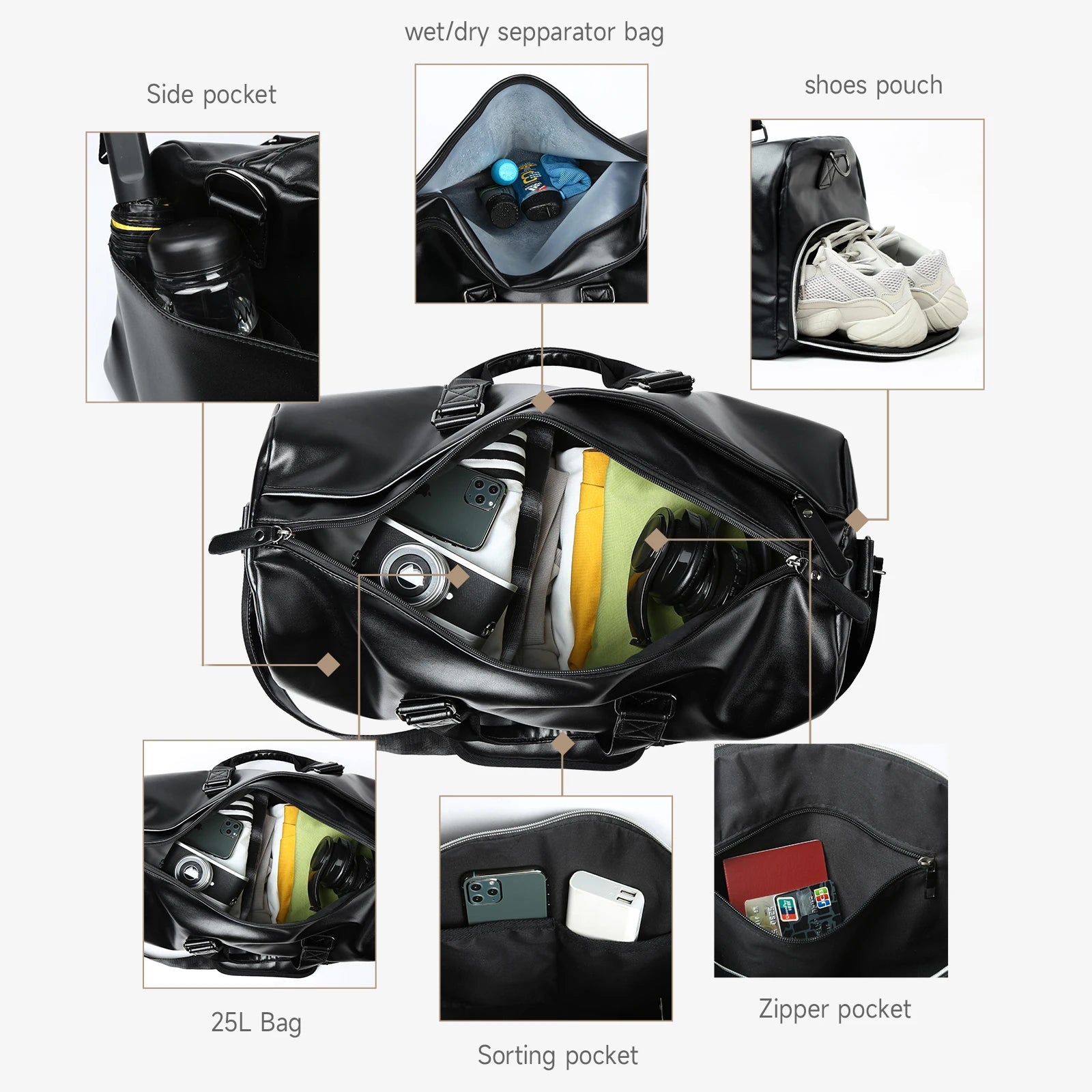 MATE ELAN Men Leather Travel Duffel Bag - WIVAStore