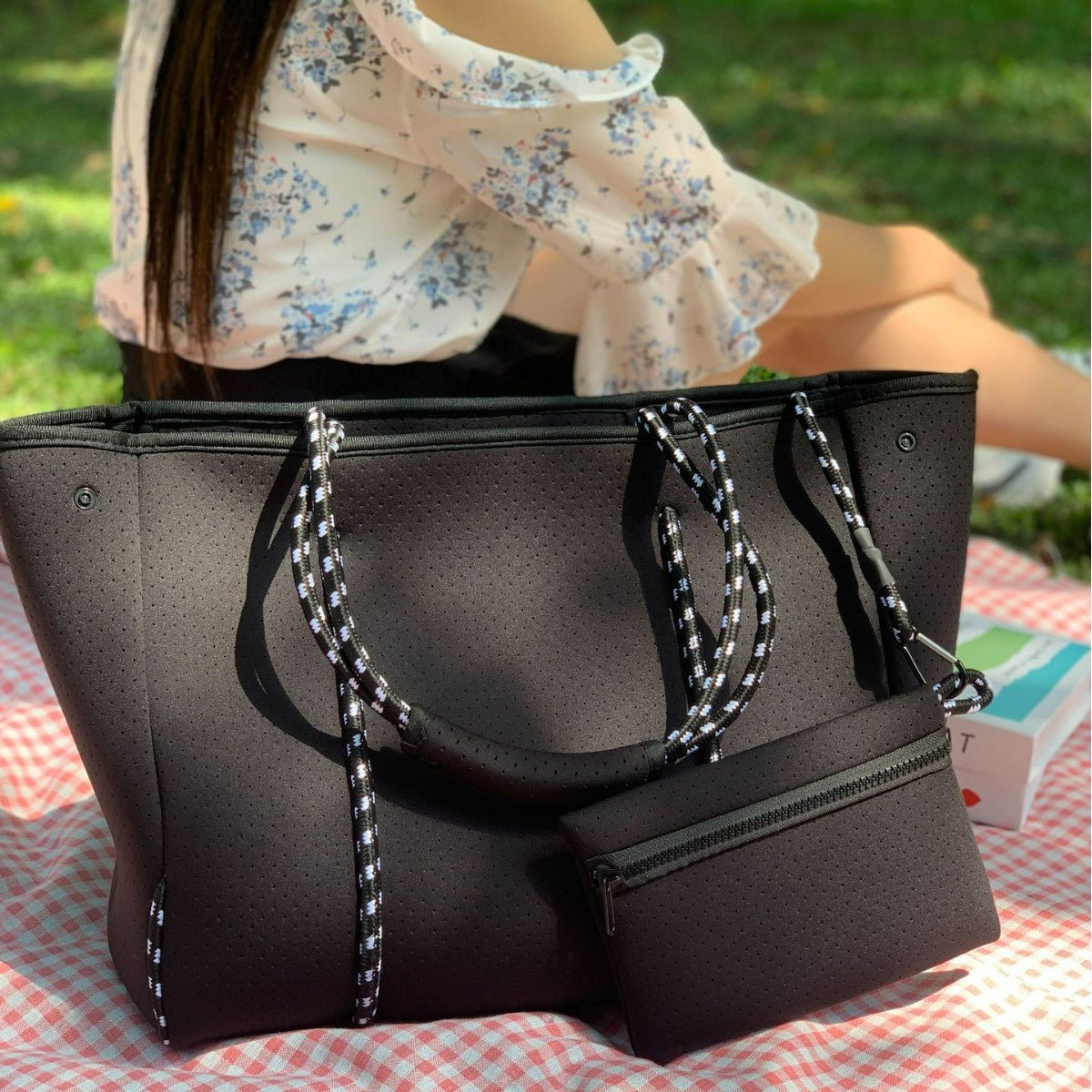 Neoprene Perforated Beach Bucket Bag – Two - in - One Mother - Child Tote, Large Swimming Sand - Proof Purse - WIVAStore