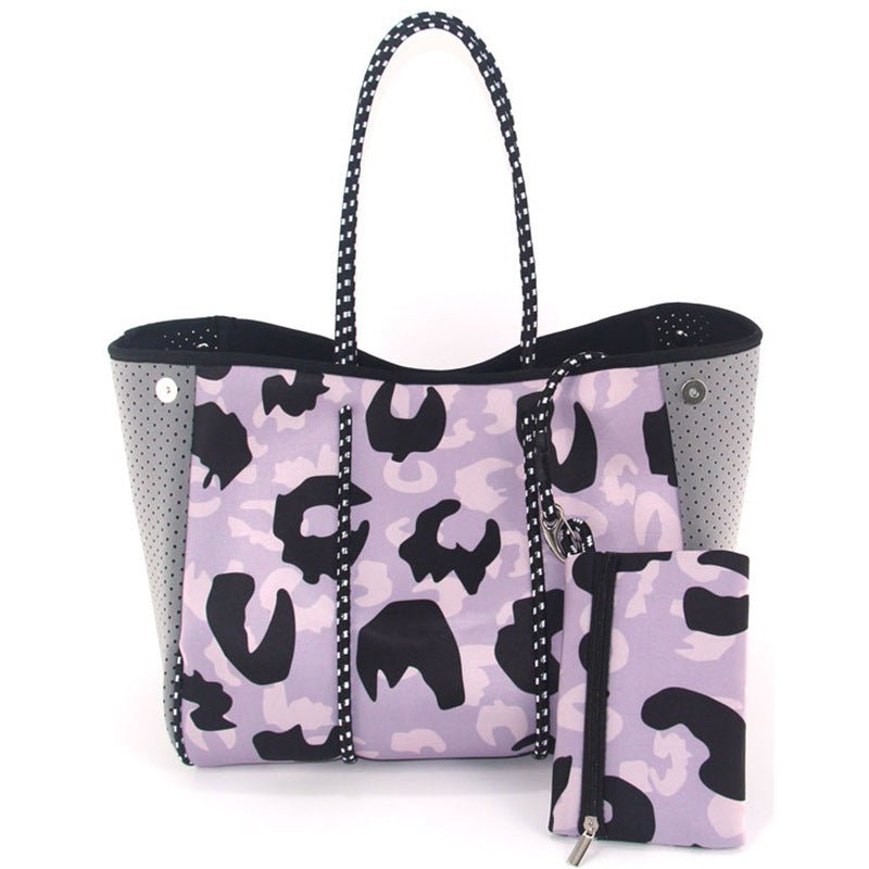 Neoprene Perforated Beach Bucket Bag – Two - in - One Mother - Child Tote, Large Swimming Sand - Proof Purse - WIVAStore