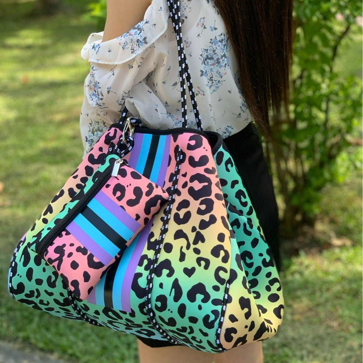 Neoprene Perforated Beach Bucket Bag – Two - in - One Mother - Child Tote, Large Swimming Sand - Proof Purse - WIVAStore