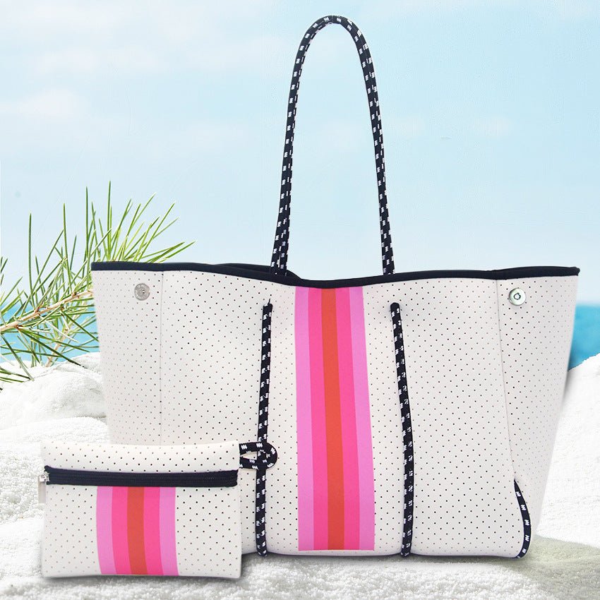 Neoprene Perforated Beach Bucket Bag – Two - in - One Mother - Child Tote, Large Swimming Sand - Proof Purse - WIVAStore