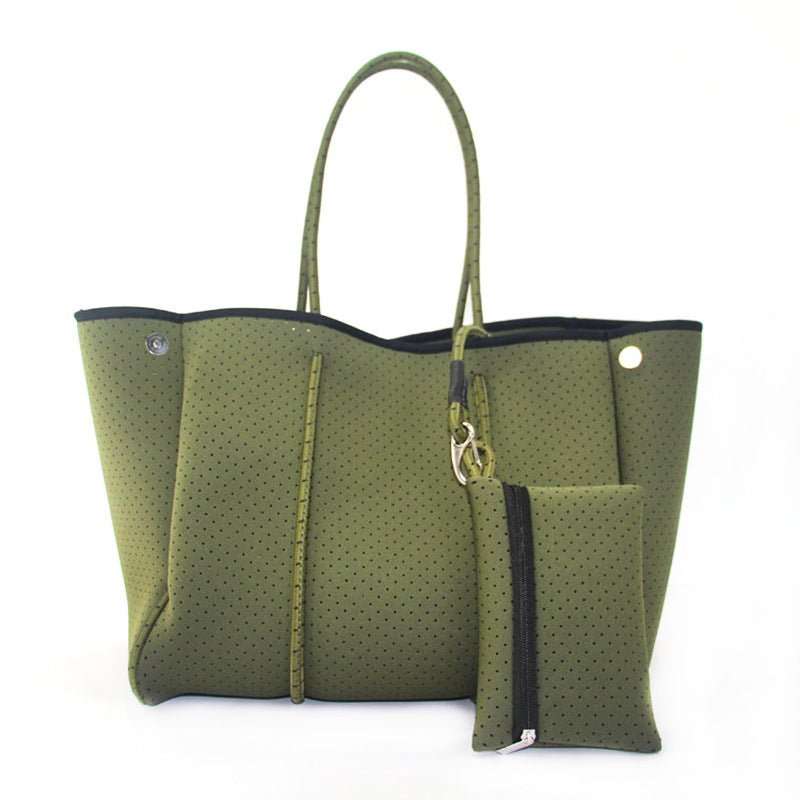 Neoprene Perforated Beach Bucket Bag – Two - in - One Mother - Child Tote, Large Swimming Sand - Proof Purse - WIVAStore