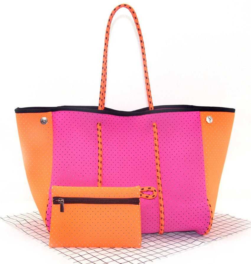 Neoprene Perforated Beach Bucket Bag – Two - in - One Mother - Child Tote, Large Swimming Sand - Proof Purse - WIVAStore