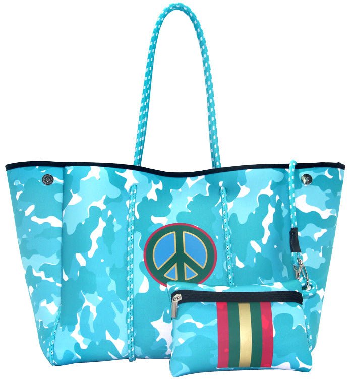 Neoprene Perforated Beach Bucket Bag – Two - in - One Mother - Child Tote, Large Swimming Sand - Proof Purse - WIVAStore